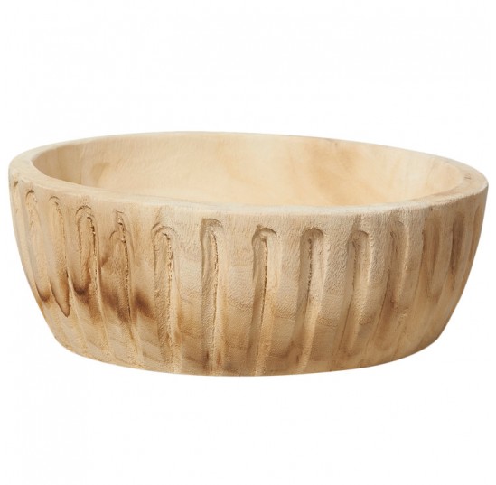 Bleached Patina Ribbed Wood Bowl